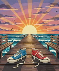 Vintage Ocean Pier Sneakers Paint By Numbers