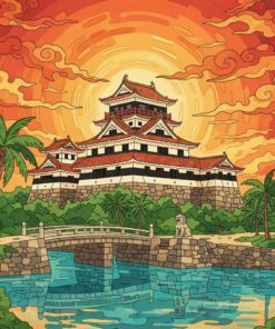 Vintage Okinawan Castle Heat Paint By Numbers