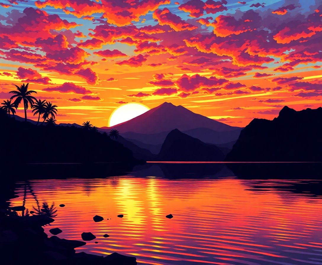 Vintage Otemanu Sunrise Glow Paint By Numbers Kit completed