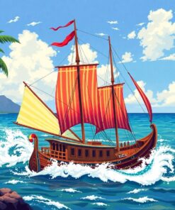 Vintage Outrigger Fleet Arrival Paint By Numbers