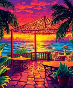 Vintage Palapa Evening Glow Paint By Numbers