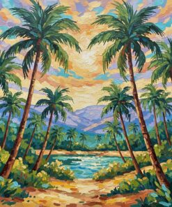 Vintage Palm Grove Impressionism Paint By Numbers