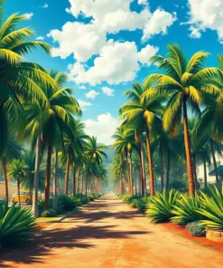 Vintage Palm Grove paint by numbers