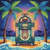 Vintage Palm Jukebox Glow Paint By Numbers