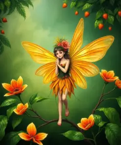 Vintage Papaya Grove Fairy Paint By Numbers