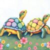 Vintage Pastel Easter Turtles Paint By Numbers