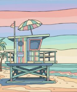 Vintage Pastel Lifeguard Stand Paint By Numbers
