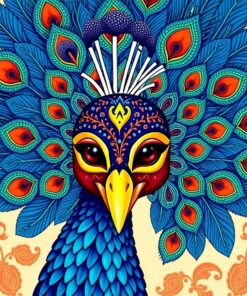 Vintage Peacock Domino Mask Paint By Numbers