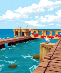 Vintage Pelican Pier Ruins Paint By Numbers