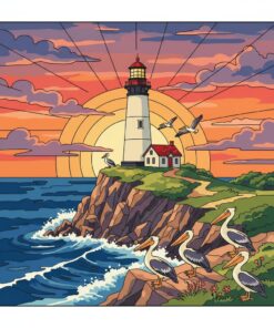 Vintage Pelican Point Lighthouse Paint By Numbers