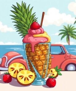 Vintage Pineapple Ice Cream Paint By Numbers
