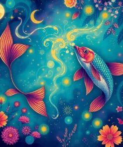 Vintage Pisces Lagoon Glow Paint By Numbers