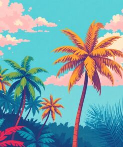 Vintage Pixel Palm Storm Paint By Numbers