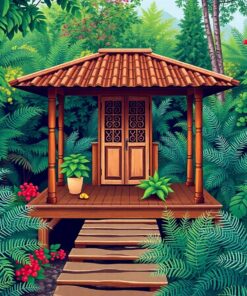 Vintage Platform Amidst Ferns Paint By Numbers