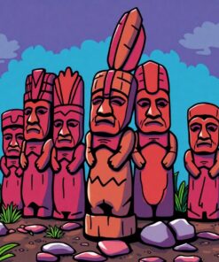 Vintage Polynesian Stone Idols Paint By Numbers