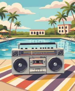 Vintage Poolside Boombox Paint By Numbers