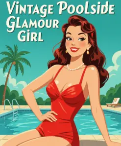 Vintage Poolside Glamour Girl Paint By Numbers