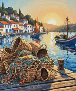 Vintage Port Fishing Baskets Paint By Numbers