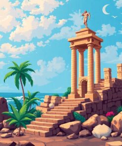 Vintage Poseidon Tropical Ruins Paint By Numbers