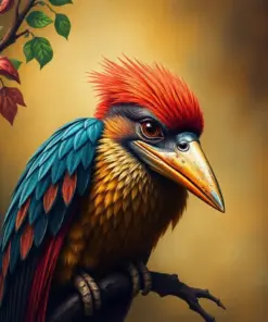 Vintage Potoo Branch Portrait paint by numbers