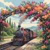 Vintage Railway Bougainvillea Blooms Paint By Numbers