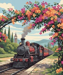 Vintage Railway Bougainvillea Blooms Paint By Numbers