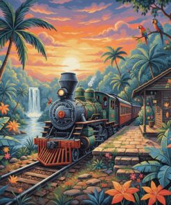 Vintage Railway Jungle Stop Paint By Numbers