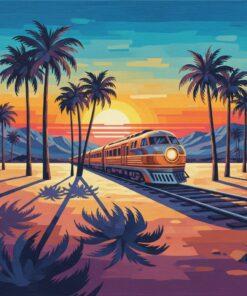 Vintage Railway Palm Shadows Paint By Numbers