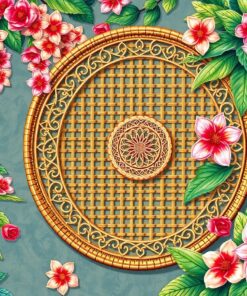 Vintage Rattan Jasmine Shield Paint By Numbers