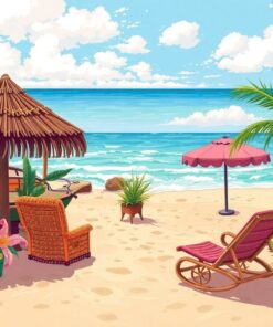 Vintage Rattan Shoreline Paint By Numbers