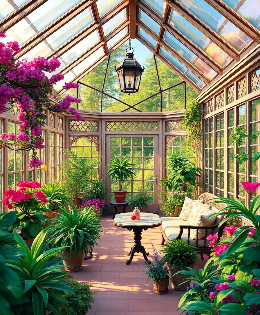 Vintage Realistic Conservatory Oasis Paint By Numbers Kit completed