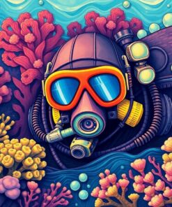 Vintage Reef Diver Peril Paint By Numbers