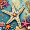 Vintage Reef Starfish Study Paint By Numbers