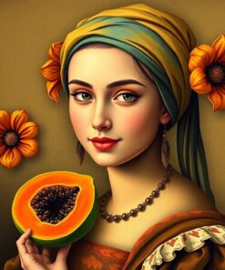 Vintage Renaissance Papaya Portrait Paint By Numbers