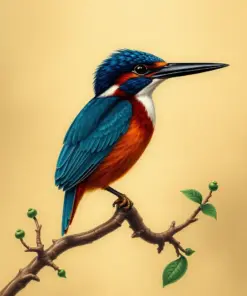Vintage River Kingfisher paint by numbers
