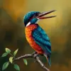 Vintage River Kingfisher Paint By Numbers