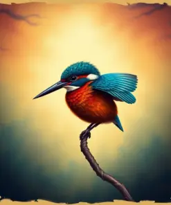 Vintage River Kingfisher paint by numbers