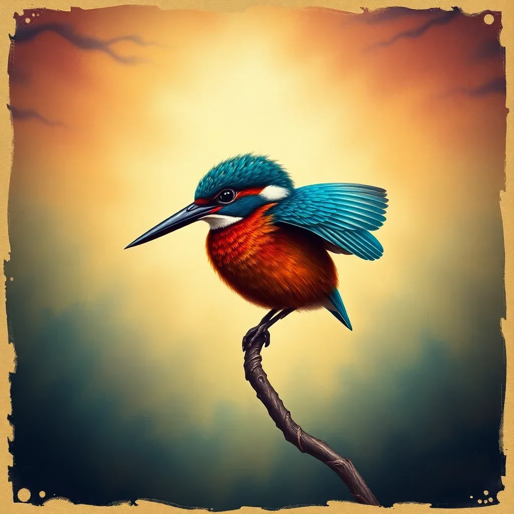 completed artwork display Vintage River Kingfisher paint by numbers