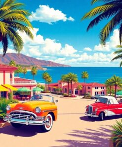 Vintage Riviera Palm Drive Paint By Numbers