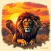 Vintage Safari Sunset Lions Paint By Numbers