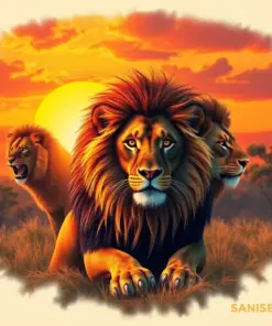 Vintage Safari Sunset Lions Paint By Numbers