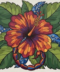 Vintage Scorpio Hibiscus Leaf Paint By Numbers