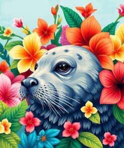 Vintage Seal Tropical Blooms Paint By Numbers