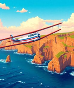 Vintage Seaplane Passing Cliffs Paint By Numbers