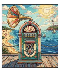 Vintage Seaside Music Machine Paint By Numbers