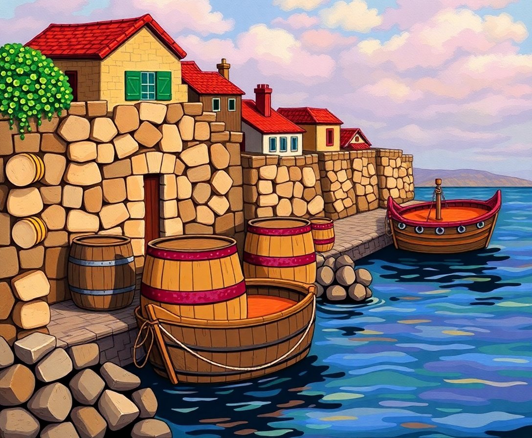 vintage-seaside-wine-casks-paint-by-numbers-kit-rustic-art