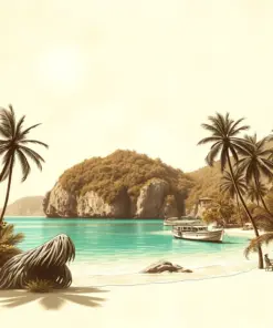 Vintage Sepia Island Sketch Paint By Numbers