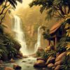 Vintage Sepia Jungle Falls Paint By Numbers
