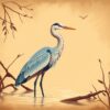 Vintage Sepia Mangrove Heron Paint By Numbers