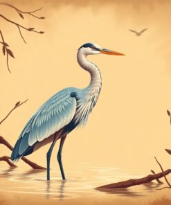 Vintage Sepia Mangrove Heron Paint By Numbers